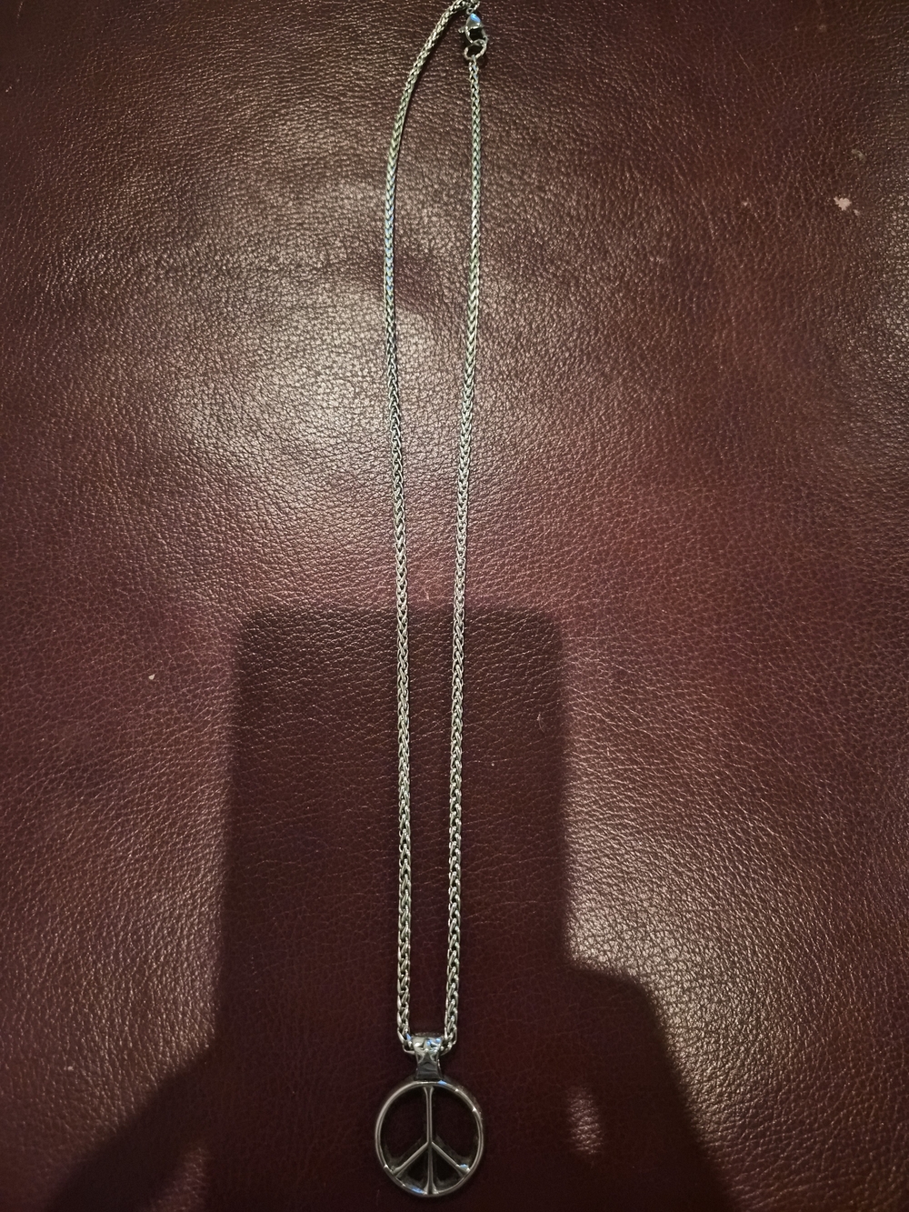 Bellaforma Stainless Steel Classic Peace Sign Pendant Necklace 24" Chain